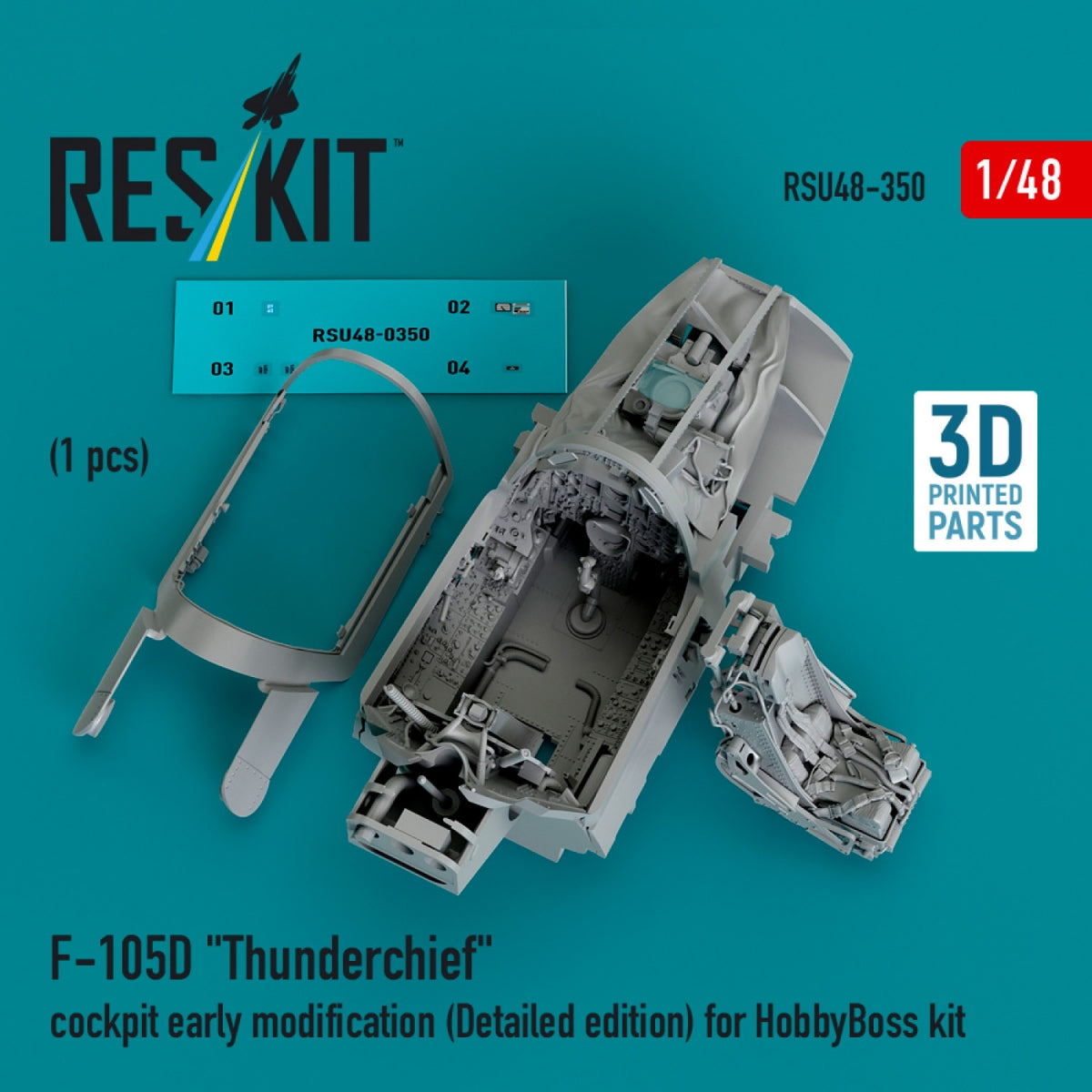 RESKIT RSU48-0350 F-105D &amp;quot;Thunderchief&amp;quot; cockpit early modification (Detailed edition) for HobbyBoss kit (3D Printed) 1/48 – zdjęcie 2