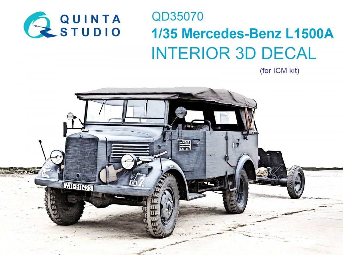 Quinta Studio QD35070 Mercedes-Benz L1500A 3D-Printed &amp;amp; colored Interior on decal paper (ICM) 1/35