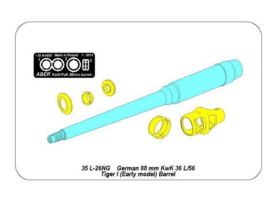 Aber 35L-026n German 88mm KwK 36 L/56 Tiger I (early model) 1/35 – zdjęcie 6