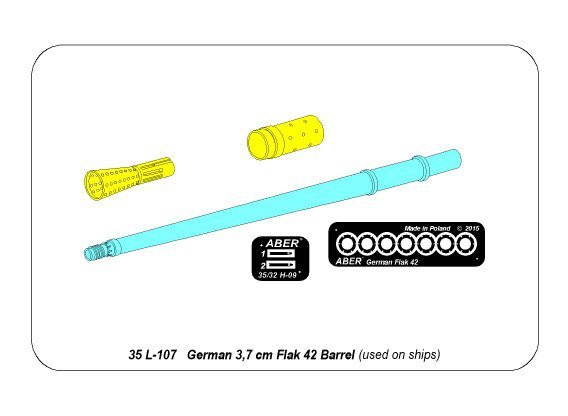 Aber 35L-107 German 3,7cm Flak 42 Barrel 1/35 – immagine 11