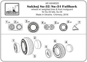 Armory Models AW48025 Sukhoj Su-32FN / Su-34 Fullback wheels w/ weighted tires 1/48 – zdjęcie 2