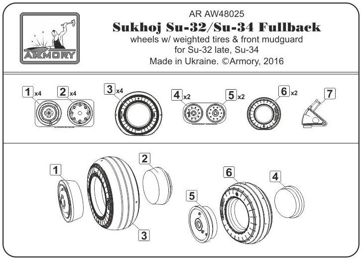 Armory Models AW48025 Sukhoj Su-32FN / Su-34 Fullback wheels w/ weighted tires 1/48 – zdjęcie 2