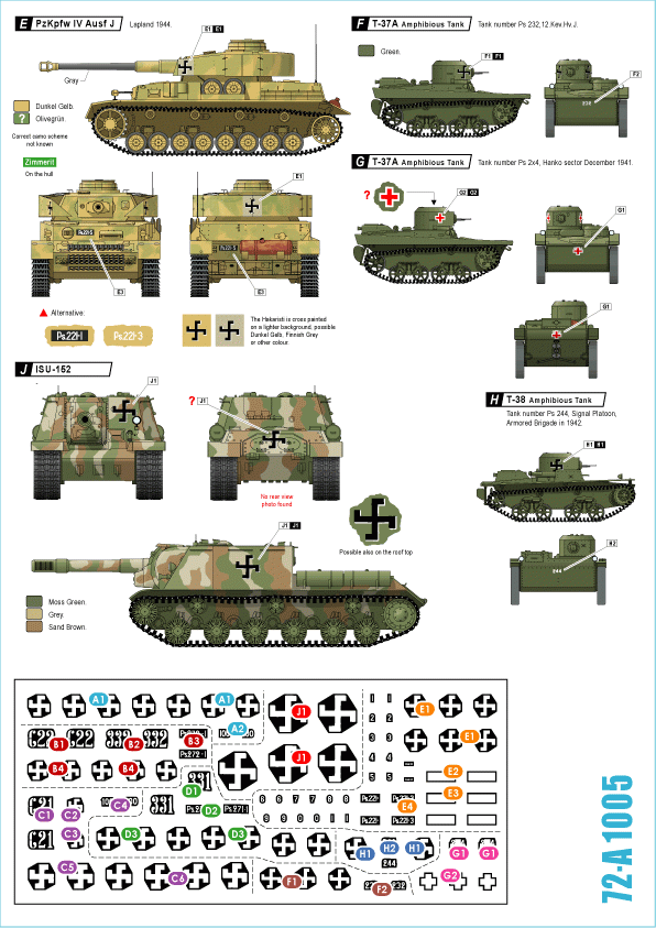 Star Decals 72-A1005 Finnish Tanks in WW2 # 1. KV-1 m/1942, KV-1E, ISU-152, PzKpfw IV Ausf J, T-37A and T-38 1/72 – image 2