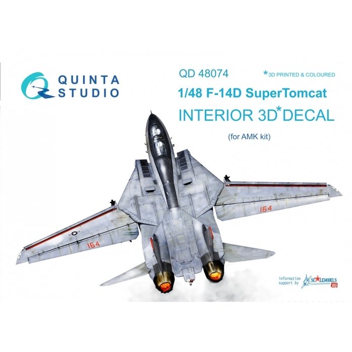 Quinta Studio QD48074 F-14D 3D-Printed &amp; colored Interior on decal paper (for AMK kit) 1/48