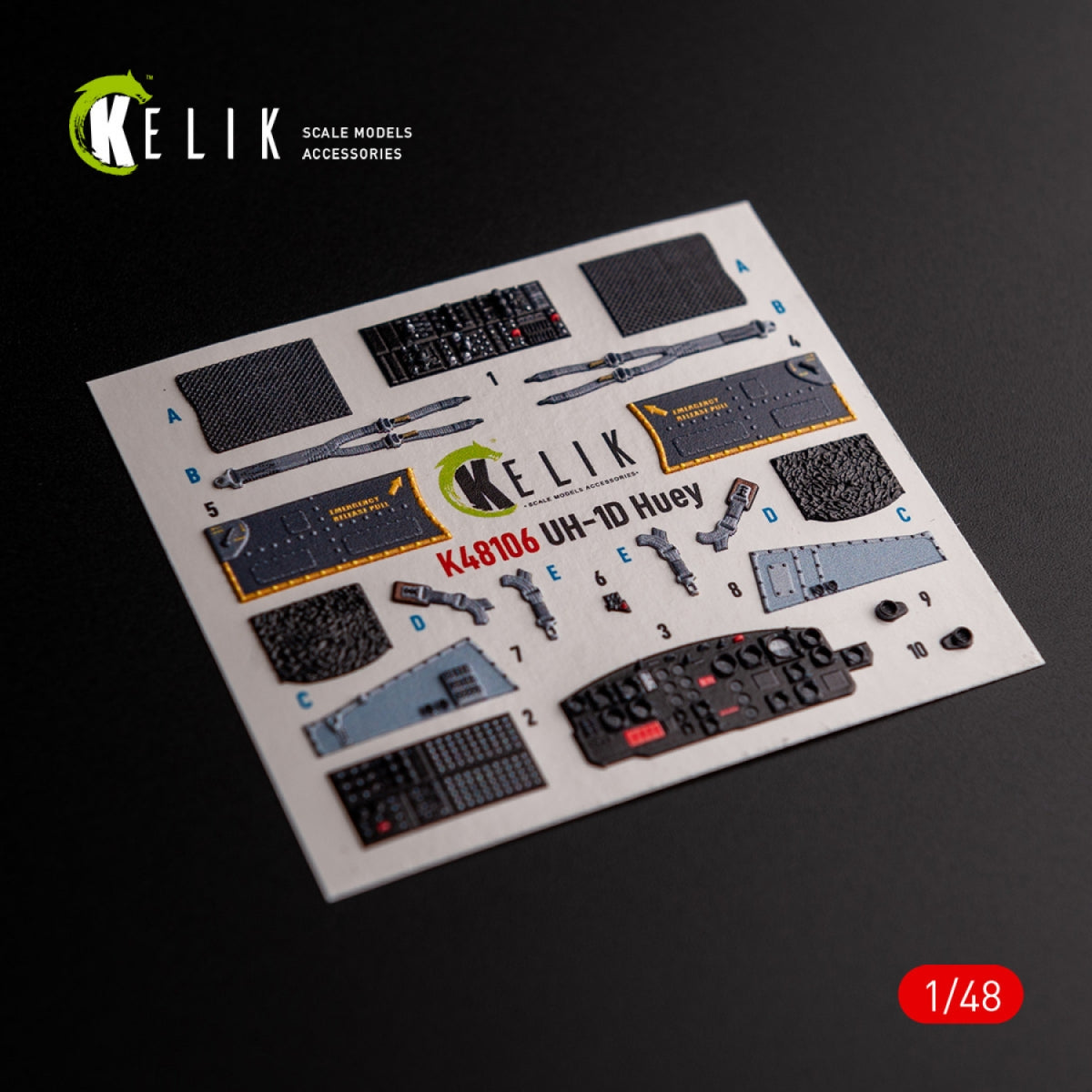 KELIK K48106 UH-1D &amp;quot;Huey&amp;quot; - interior 3D decals for Zimi Model/KittyHawk kit 1/48