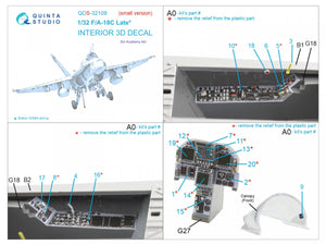 Quinta Studio QDS-32109 F/A-18C Late 3D-Printed &amp;amp; colored Interior on decal paper (Academy) (Small version) 1/32 – image 6