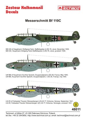 Techmod 48011 - Messerschmitt Bf 110C 1/48 – zdjęcie 2