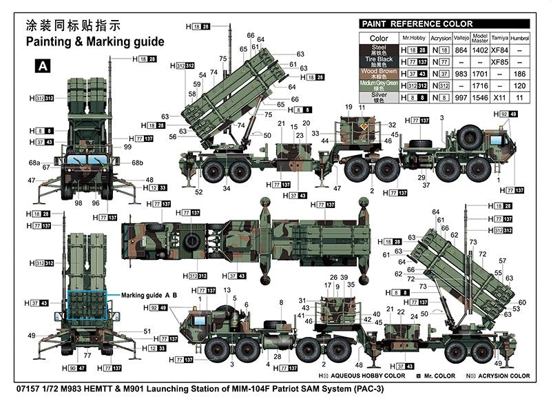 Trumpeter 07157 M983 HEMTT &amp;amp; M901 Launching Station w/ MIM-104F Patriot SAM System (PAC 3) 1/72 – immagine 4