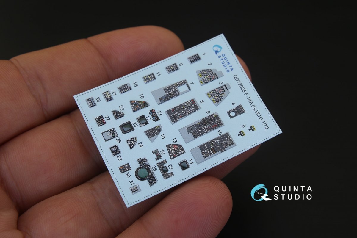Quinta Studio QD72025 F-14A 3D-Printed &amp;amp; coloured Interior on decal paper (for GWH kit) 1/72 – zdjęcie 3