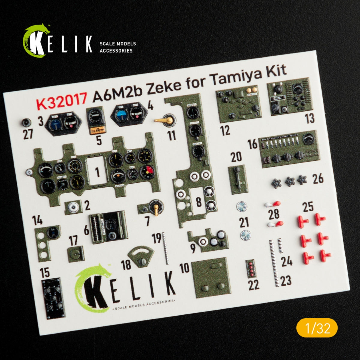KELIK K32017 A6M2B ZEKE - DÉCALCOMANIES 3D INTÉRIEURES POUR MAQUETTE TAMIYA 1/32 – image 2