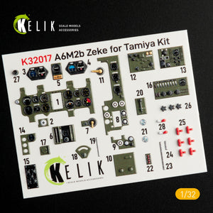 KELIK K32017 A6M2B ZEKE - DÉCALCOMANIES 3D INTÉRIEURES POUR MAQUETTE TAMIYA 1/32 – image 2