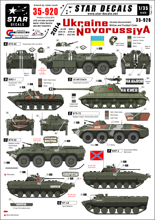 Star Decals 35-920 Ukraine & Novorussiya 2014 1/35