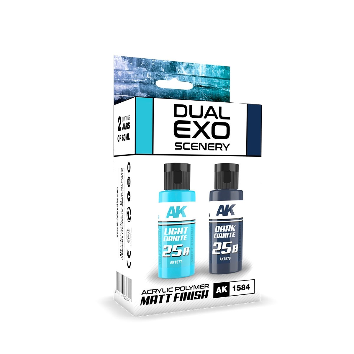 AK Interactive AK1584 DUAL EXO SCENERY SET 25 – 25A LIGHT CIANITE & 25B DARK CIANITE