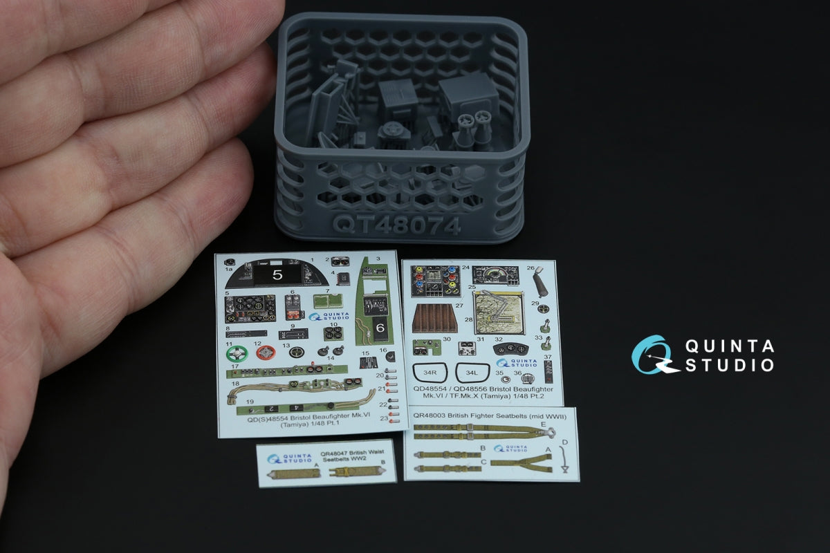 Quinta Studio QD+48554 Bristol Beaufighter Mk.VI 3D-Printed &amp;amp; coloured Interior on decal paper (Tamiya) (with 3D-printed resin parts) 1/48 – zdjęcie 3