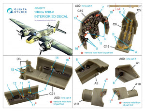 Quinta Studio QD48271 Hs 129B-2 3D-Printed &amp;amp; colored Interior on decal paper (Hasegawa) 1/48 – image 2