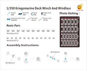 Very Fire DKM04 Kriegsmarine deck winch and windlass 2 types (22 sets) 1/350 – image 2