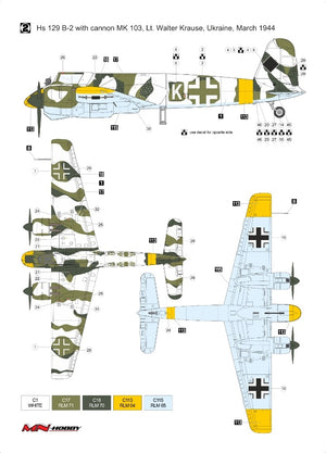MN Hobby 48MN002 Henschel Hs 129B-2 With Cannon MK 101 &amp; MK 103 1/48