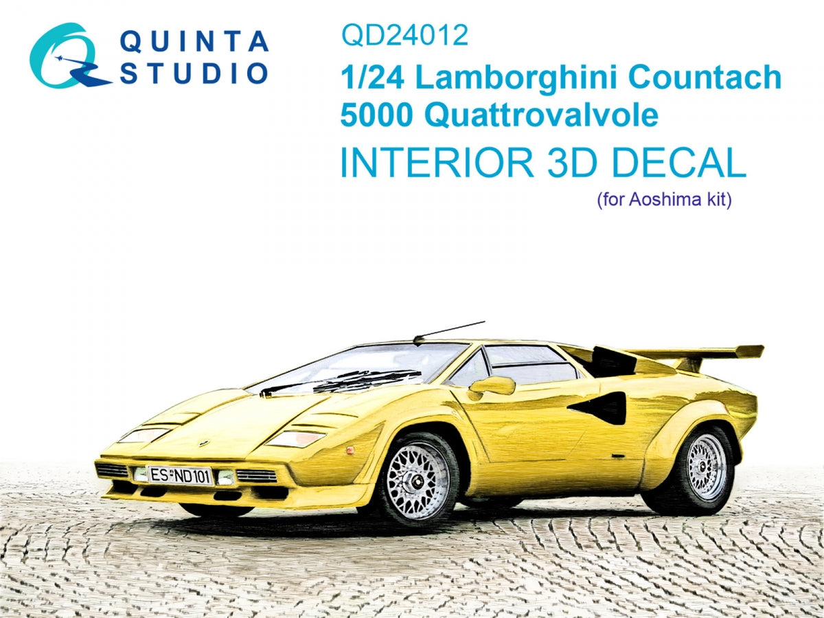 Quinta Studio QD24012 Lamborghini Countach 5000 QV 3D-Printed colored Interior on decal paper (Aoshima) 1/24