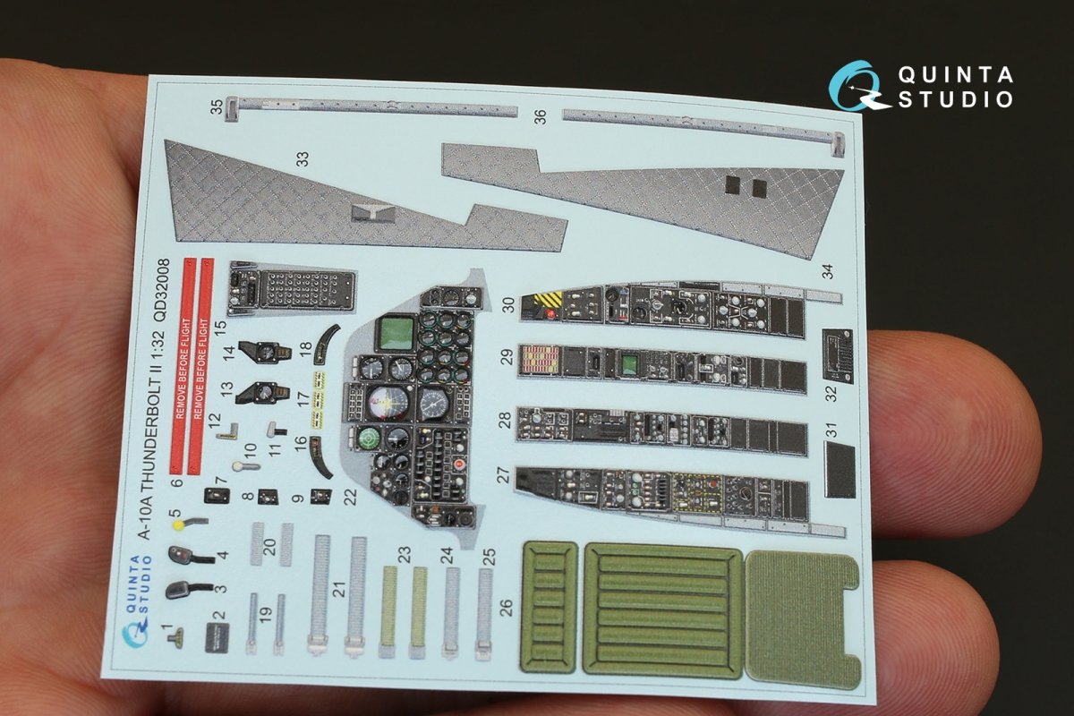 Quinta Studio QD32008 A-10A 3D-Printed &amp;amp; colored Interior on decal paper (for Trumpeter kit) 1/32 – image 4