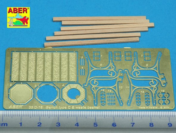 Aber 35D18 Bench type C and waste basket 1/35