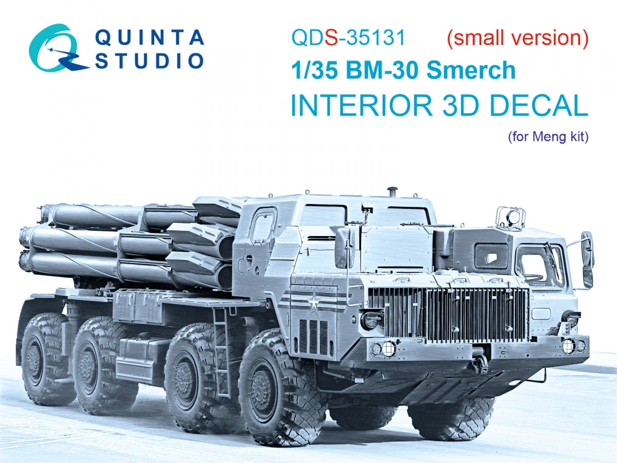 Quinta Studio QDS-35131 BM-30 Smerch 3D-Printed &amp;amp; coloured Interior on decal paper (Meng) (Small version) 1/35