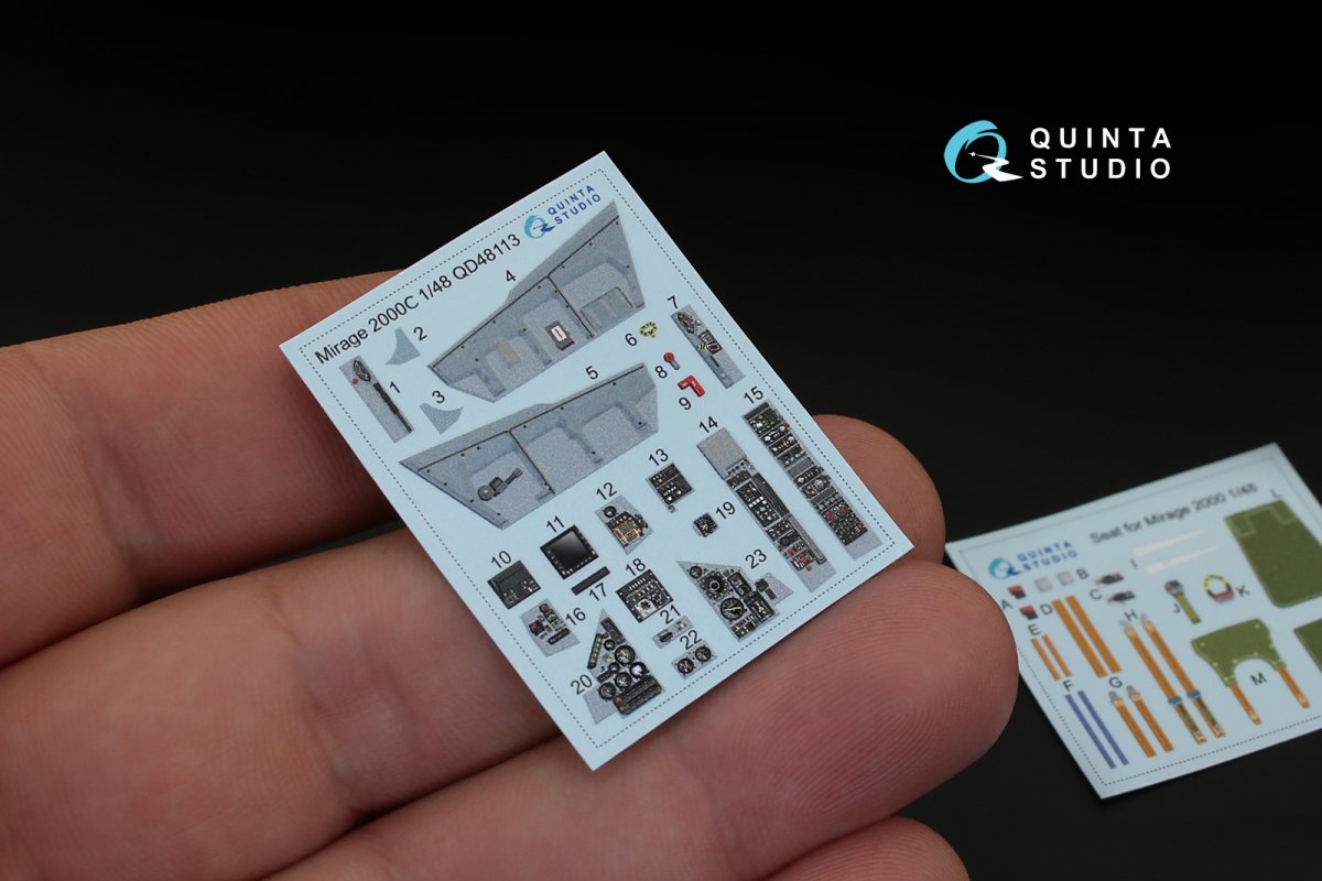 Quinta Studio QD48113 Mirage 2000C 3D-Printed &amp;amp; coloured Interior on decal paper (for Kinetic kit) 1/48 – zdjęcie 3