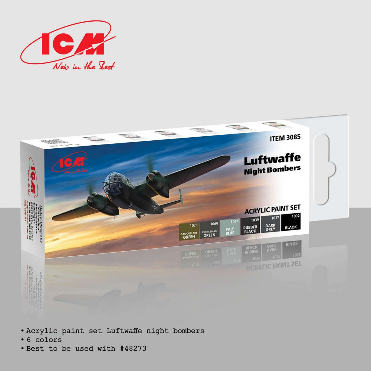 ICM 3085 Acrylic paint set for Luftwaffe night bombers 12ml x6