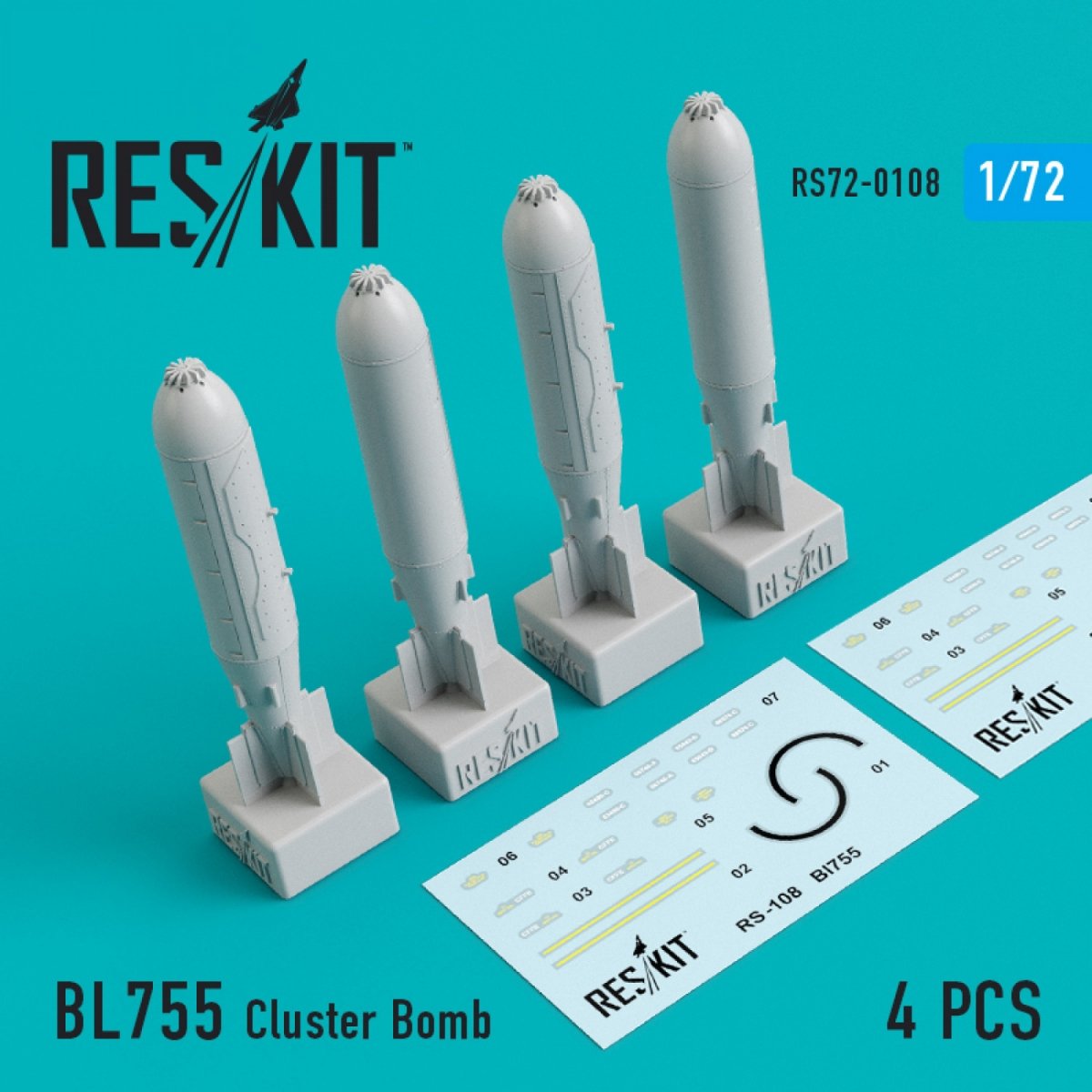 RESKIT RS72-0108 BL755 CLUSTER BOMBS (4PCS) 1/72