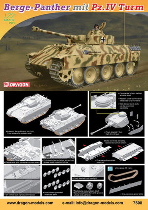 Dragon 7508 Berge-Panther mit Pz.Kpfw.IV Turm 1/72 – zdjęcie 2
