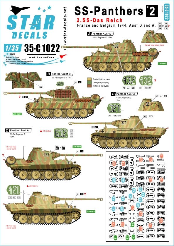 Star Decals 35-C1022 SS-Panthers # 2 1/35