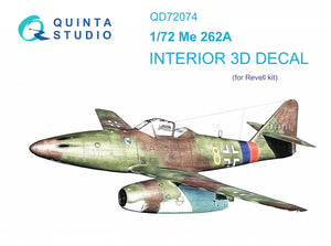 Quinta Studio QD72074 Me-262A 3D-Printed &amp;amp; colored Interior on decal paper (Revell) 1/72