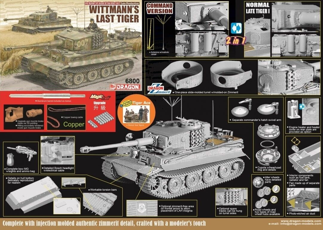 Dragon 6800 Wittmann&amp;#39;s Last Tiger 1/35 – zdjęcie 2