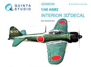 Quinta Studio QD48239 A6M2 Zero 3D-Printed &amp;amp; coloured Interior on decal paper (Eduard) 1/48