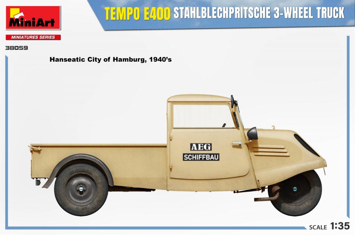 MiniArt 38059 TEMPO E400 STAHLBLECHPRITSCHE 3-WHEEL TRUCK 1/35 – zdjęcie 6