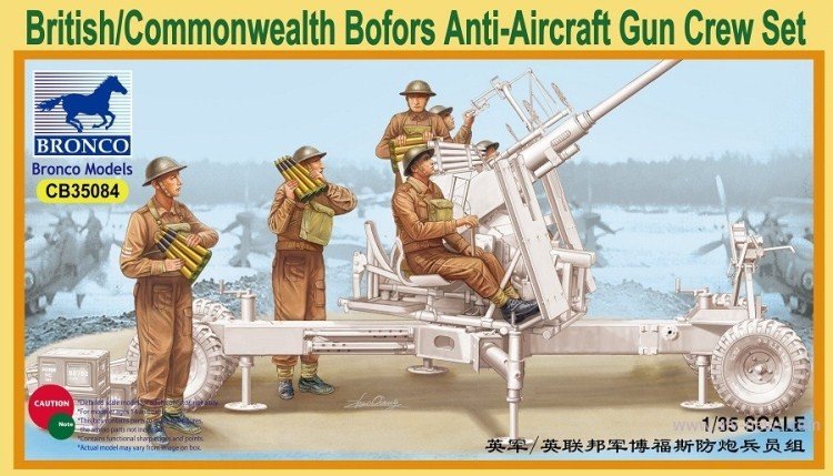 Ensemble Bronco CB35084 Équipe de canon Bofors britannique/du Commonwealth (1/35)
