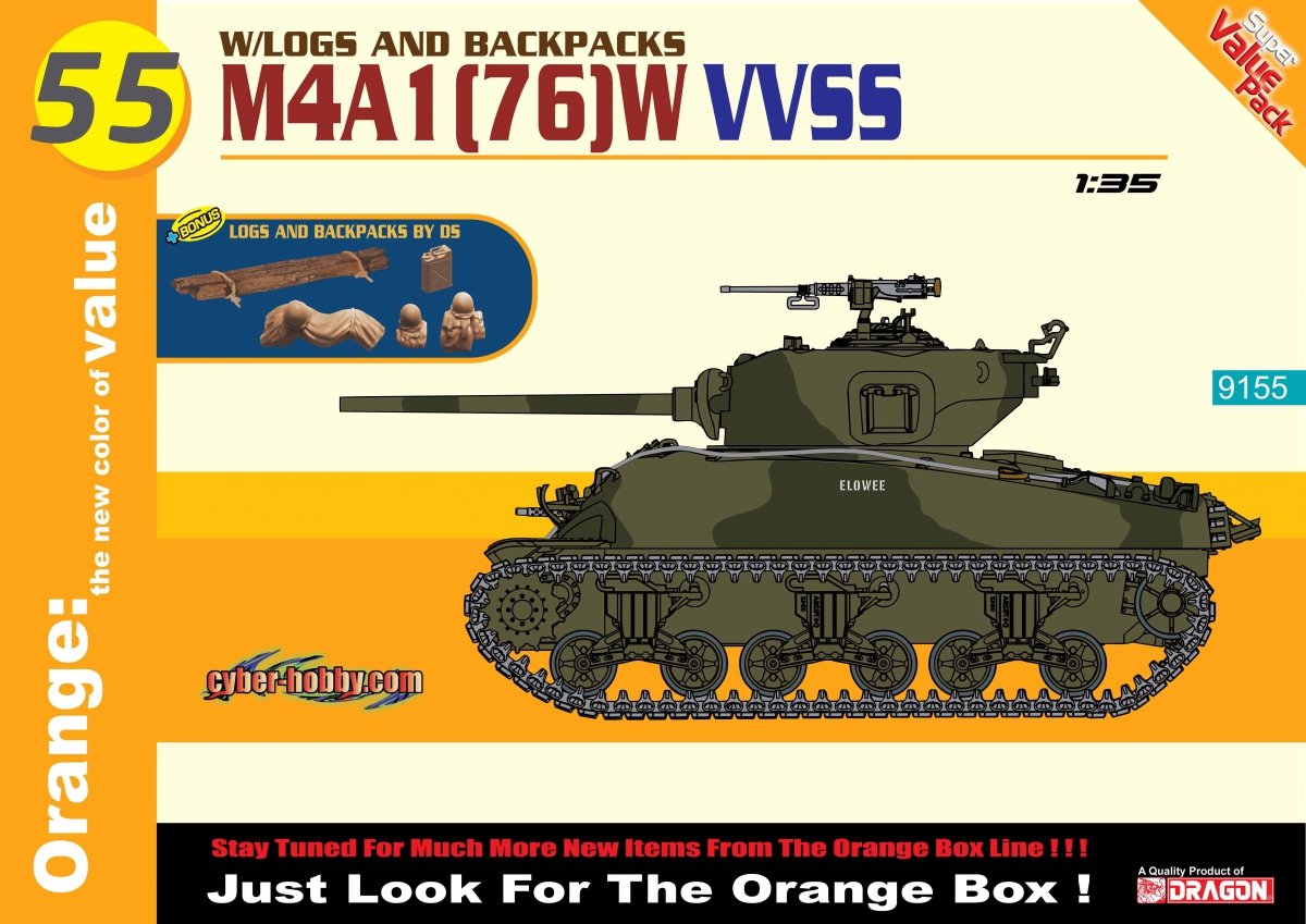 Cyber ​​Hobby 9155 M4A1(76)W VVSS + Logs et sacs à dos 1/35