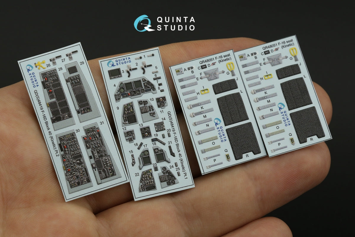 Quinta Studio QD48419 F-16D block 40 3D-Printed &amp;amp; colored Interior on decal paper (Kinetic 2022 tool) 1/48 – image 4