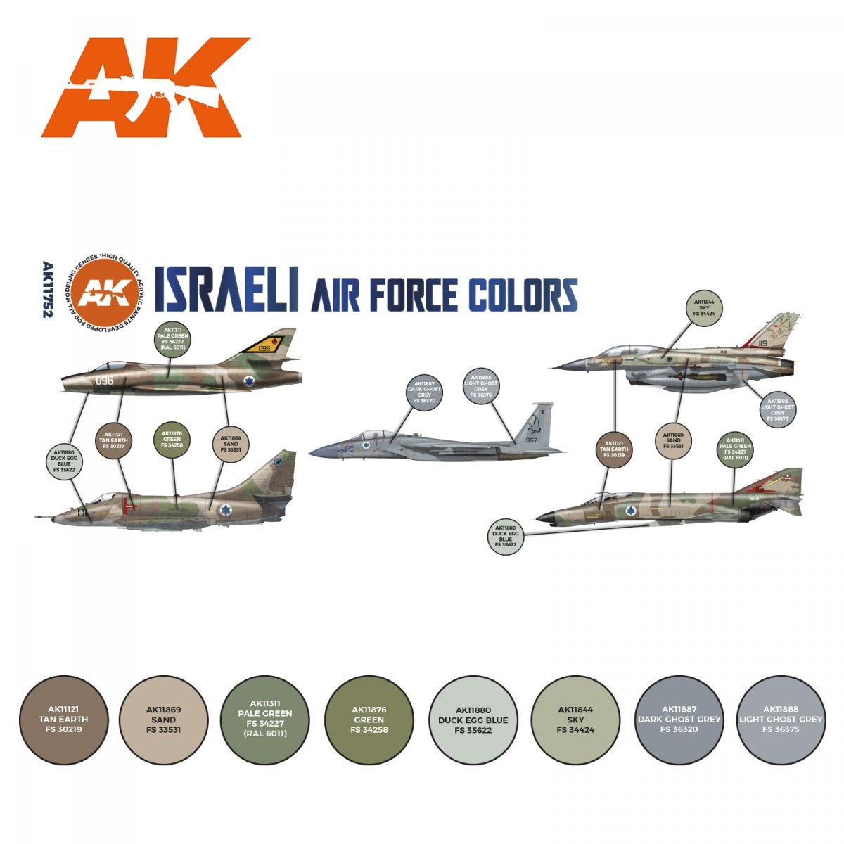 AK Interactive AK11752 ISRAELI AIR FORCE COLORS 8x17 ml – zdjęcie 2