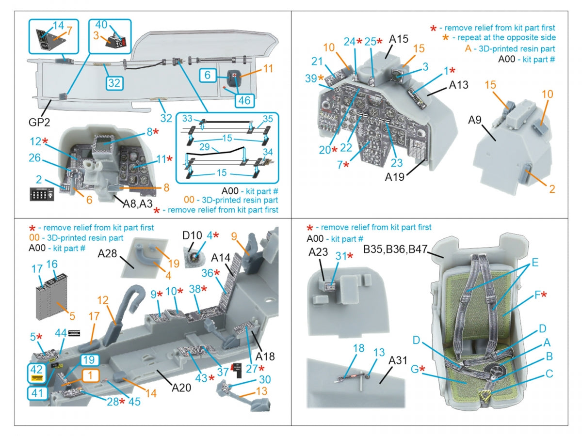 Quinta Studio QD+35153 AH-1W 3D-Printed &amp;amp; colored Interior on decal paper (Trumpeter) (with 3D-printed resin parts) 1/35 – image 2