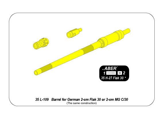 Aber 35L-109 German 2cm gun barrel for Flak 30 or MG C/30 1/35 – image 12