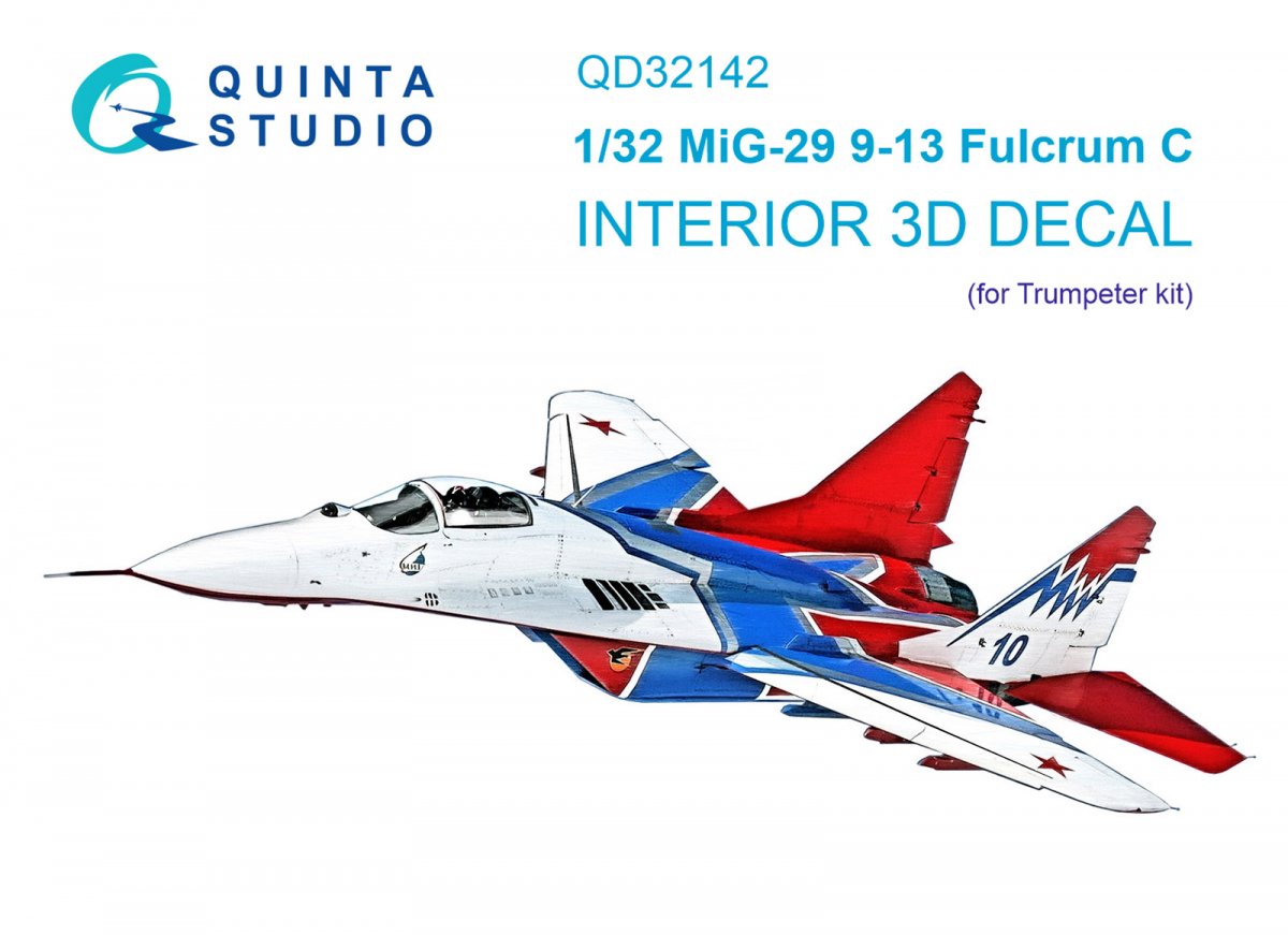 Quinta Studio QD32142 MiG-29 9-13 Fulcrum C 3D-Printed & coloured Interior on decal paper (Trumpeter) 1/32