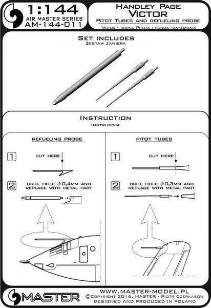Master AM-144-011 Handley Page Victor - Pilot Tubes and Refueling Probe Boom 1/144 – immagine 4