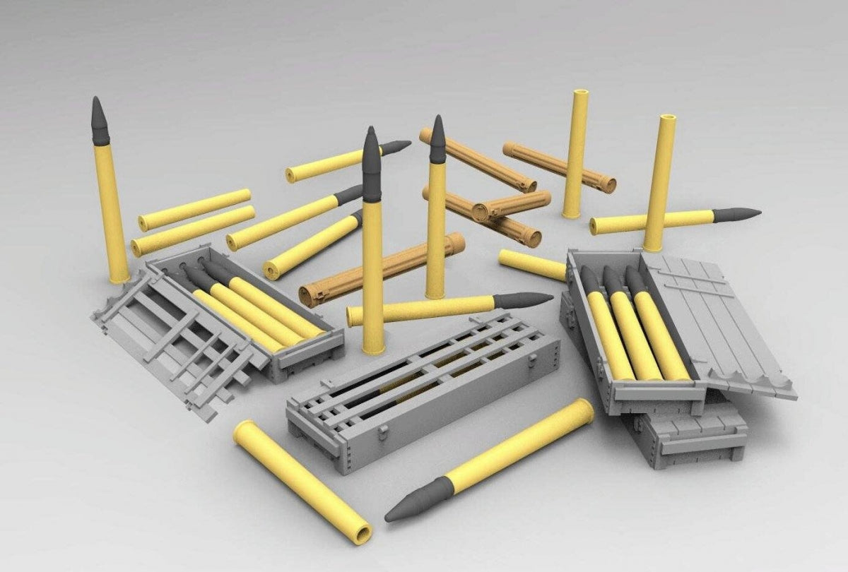 Gecko Models 16GM0014 German 7,5 cm Pak 40 Ammo Boxes w/Shells Set 1/16 – zdjęcie 5