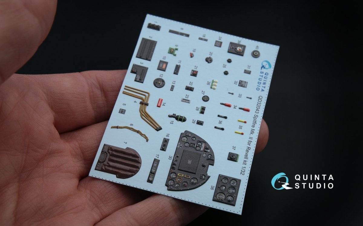 Quinta Studio QD32043 Spitfire Mk. II 3D-Printed &amp;amp; colored Interior on decal paper (for Revell kit) 1/32 – image 3