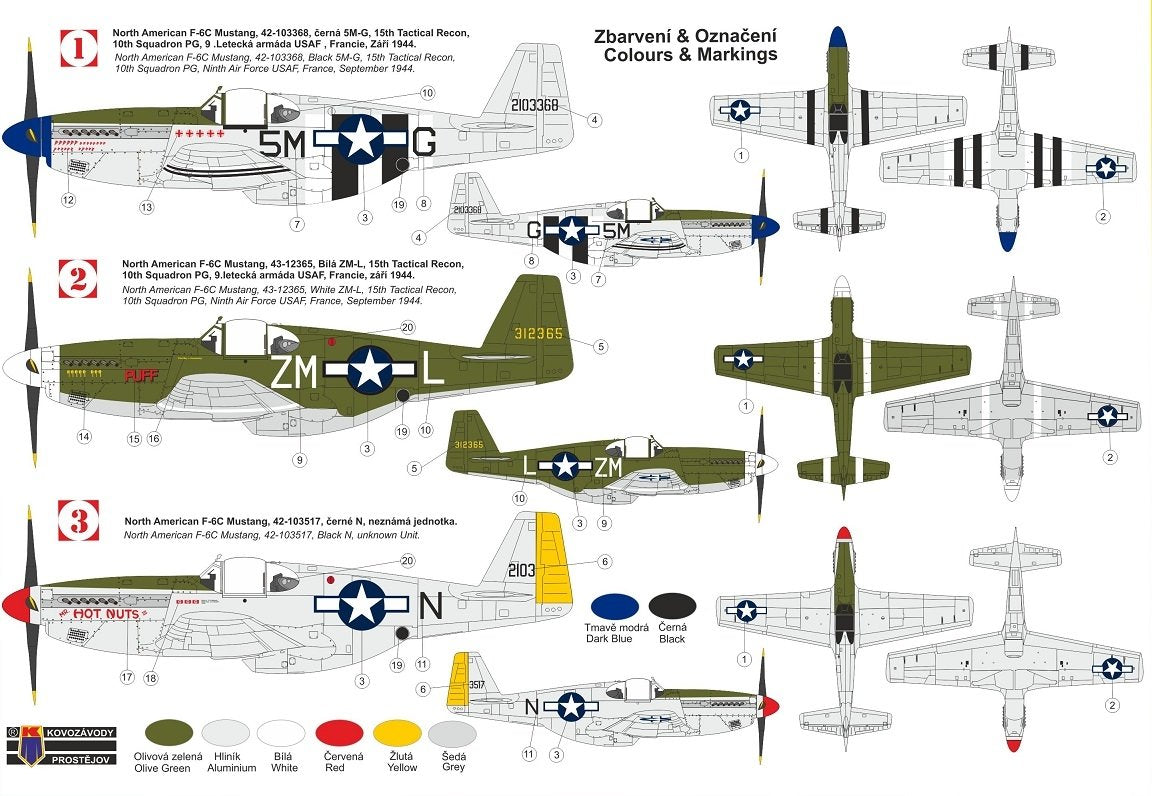 Kovozavody Prostejov KPM0248 F-6C „Photo-recce Mustang“ Malcolm 1/72 – immagine 2
