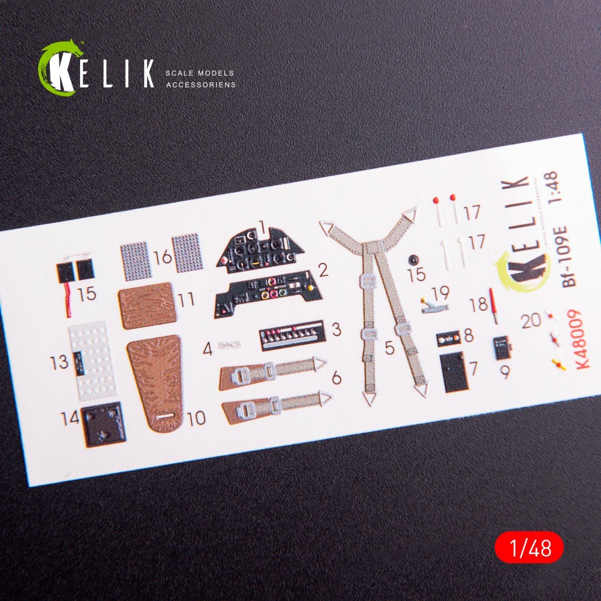 KELIK K48009 BF-109E INTERIOR 3D DECALS FOR WINGSYKITS KIT 1/48 – zdjęcie 2