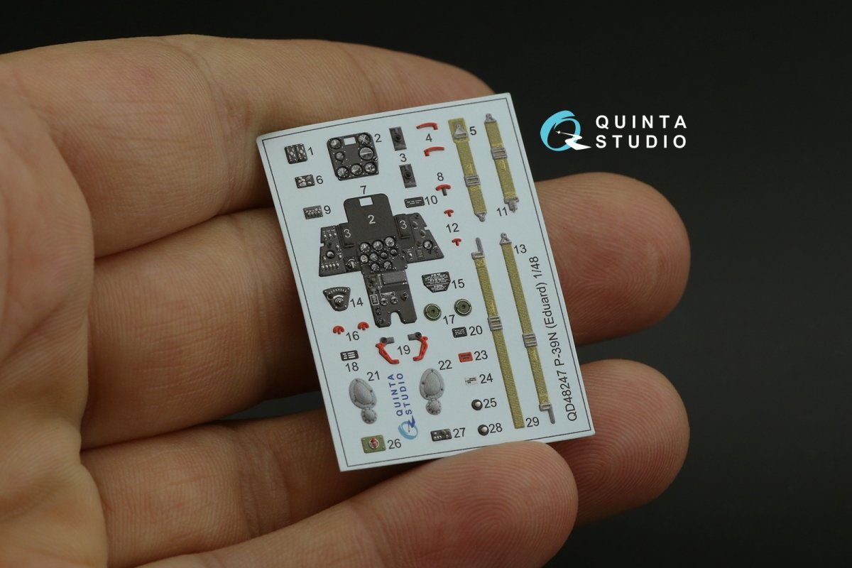 Quinta Studio QD48247 P-39 3D-Printed &amp;amp; coloured Interior on decal paper ( Eduard ) 1/48 – immagine 11