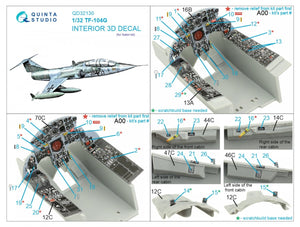 Quinta Studio QD32130 TF-104G 3D-Printed &amp;amp; coloured Interior on decal paper (Italeri) 1/32 – zdjęcie 2
