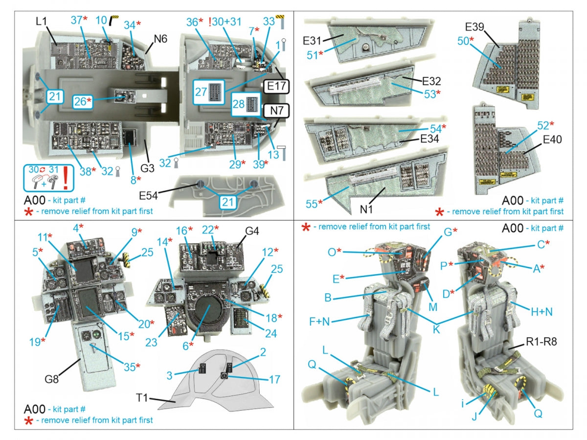Quinta Studio QD48395 F-14A 3D-Printed &amp;amp; coloured Interior on decal paper (Hobby Boss) 1/48 – zdjęcie 2
