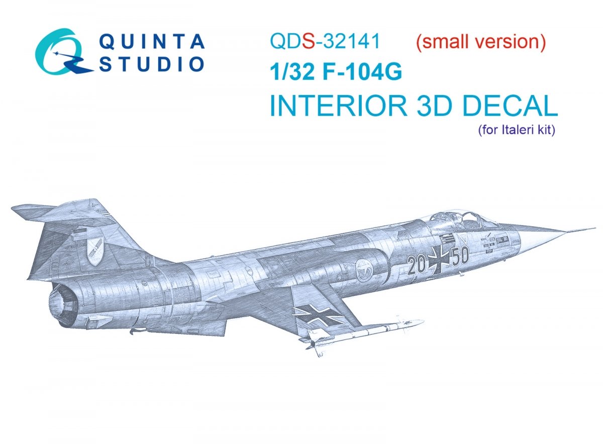 Quinta Studio QDS-32141 F-104G 3D-Printed &amp;amp; coloured Interior on decal paper (Italeri) (small version) 1/32